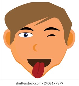 illustration of someone's mocking facial expression by blinking one eye and sticking out the tongue