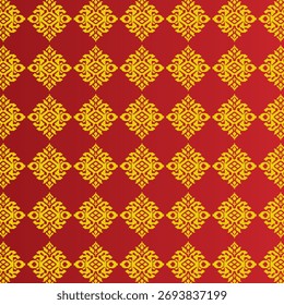 Illustration Songket Pattern 1- mit Maroon Hintergrund und Goldmuster