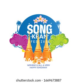 illustration of Songkran is the Thai New Year's national holiday colorful water splash, banner, poster design background,