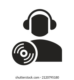 illustration of a songwriter, radio player. solid icon glyph