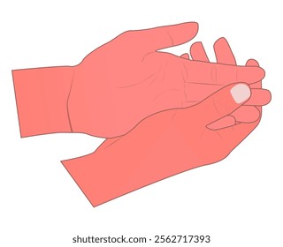 illustration of a sore finger or alternatively praying hands, isolated on a white background