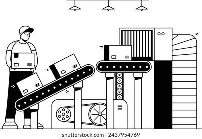 Illustration of Sorting goods with machines