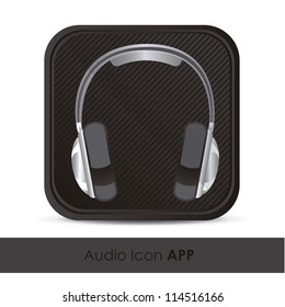illustration of sound application icon with headphones, vector illustration