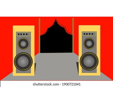 Illustration of a sound system for a paper background template