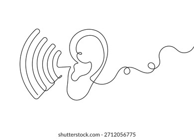 Illustration of sound waves reaching an ear, symbolizing listening clearly.