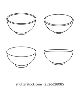 illustration of soup bowl, salad bowl, empty bowl