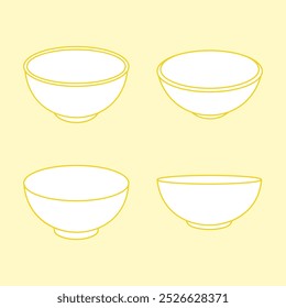 illustration of soup bowl, salad bowl, empty bowl