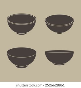 illustration of soup bowl, salad bowl, empty bowl