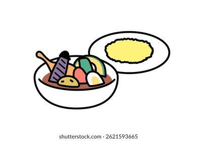 Illustration of soup curry with simple vegetables