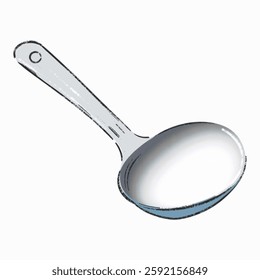 Illustration of Soup Spoon Representing Culinary Industry Isolated on White Background. Minimalist Ladle Depicting Cooking Sector, Metal Spoon for Food Service