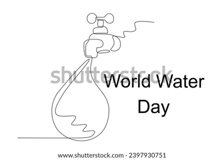Illustration of the source of life water. World water day one-line drawing