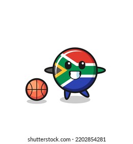 Illustration of south africa cartoon is playing basketball , cute design