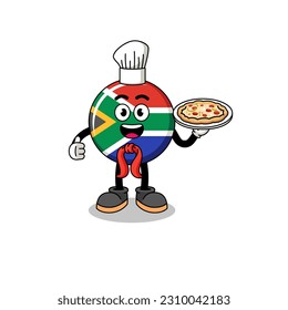 Illustration of south africa flag as an italian chef , character design