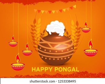 Illustration Of South Indian Harvesting Festival Pongal Background.