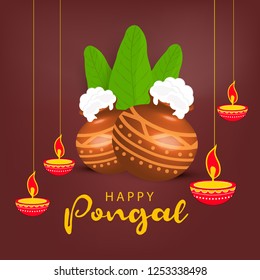 Illustration Of South Indian Harvesting Festival Pongal Background.