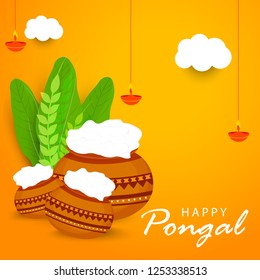 Illustration Of South Indian Harvesting Festival Pongal Background.