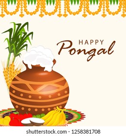 Illustration Of South Indian Harvesting Festival Pongal Background.
