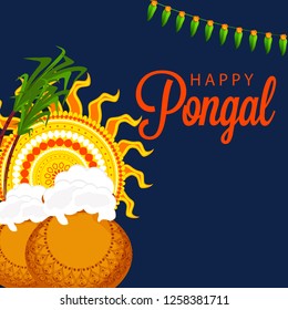 Illustration Of South Indian Harvesting Festival Pongal Background.
