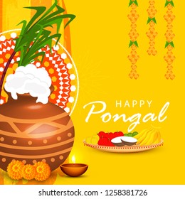 Illustration Of South Indian Harvesting Festival Pongal Background.