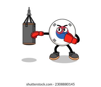 Illustration of south korea flag boxer , character design