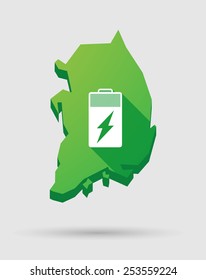 Illustration of a South Korea map icon with a battery