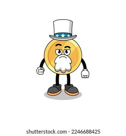 Illustration of south korean won cartoon with i want you gesture , character design