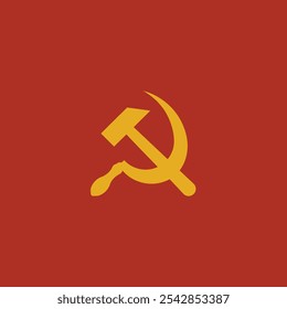 Illustration of the Soviet Union flag featuring a hammer and sickle with a star on a red background.