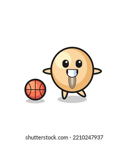 Illustration von Sojabohnenkartoon ist Basketball spielen, süßes Design