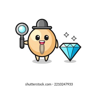 Illustration von Sojabohnencharakter mit Diamant , süßes Design