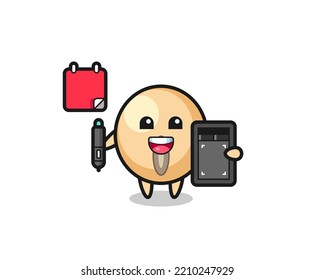 Illustration of soy bean mascot as a graphic designer , cute design
