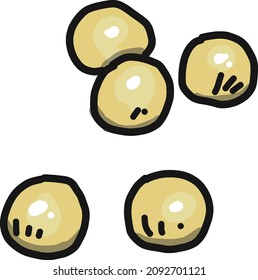 Illustration of soybeans, a versatile ingredient that can be used as a raw material for various processed foods such as tofu, natto, and soymilk.