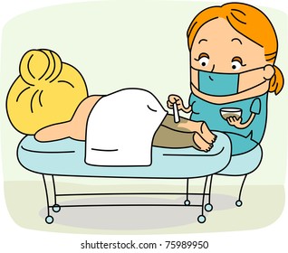 Illustration Of A Spa Attendant / Esthetician At Work