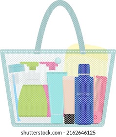 Illustration of a spa bag containing bath goods