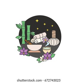 The illustration of spa things. Perfect for some banner, background, web site. Including massage things.