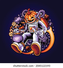  illustration of space astronaut halloween