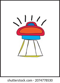 illustration space capsule "UFO", can be design zine, t-shirt, book, etc