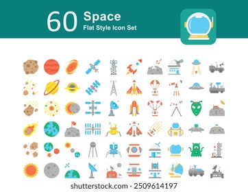 Illustration of Space Collection design Flat Icon. Space Flat Icon Pack. Set of Space Flat Icon