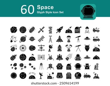 Illustration of Space Collection design Glyph Icon. Space Glyph Icon Pack. Set of Space Glyph Icon