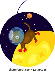 illustration of  space dog running on the moon