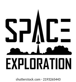 Illustration Of Space Exploration Logo With Futuristic Text