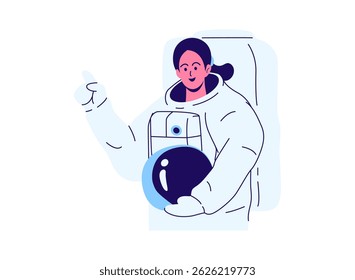 Illustration of an Space Female Astronaut Cartoon Element