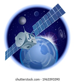 illustration of the space orbital satellite in the outer space