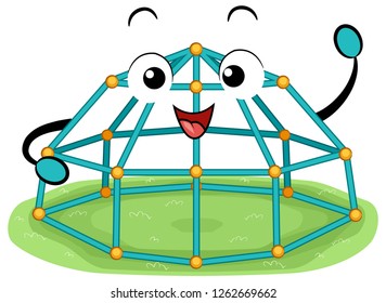 Illustration Of A Space Pod Dome Climber Monkey Bar Mascot In The Playground