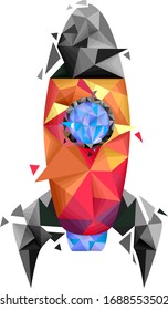 Ilustración de un buque espacial con diseño geométrico