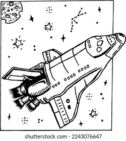 ilustración de un transbordador espacial en el espacio
