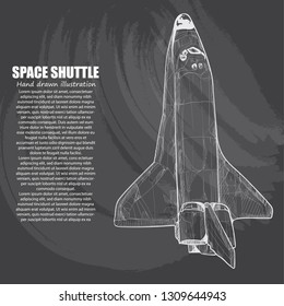 illustration of Space Shuttle. on chalkboard background.