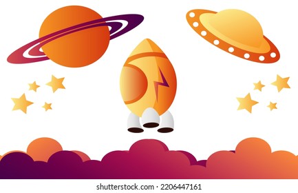 illustration with space theme on white background