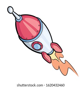 Illustration of a spaceship rocket on a white background