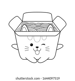 Illustration of spaghetti element with vector line art for coloring.