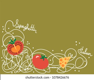 illustration of spaghetti with tomato and cheese